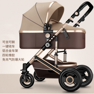 Reclining and foldable lightweight stroller with shock absorption, suitable for newborns and babies